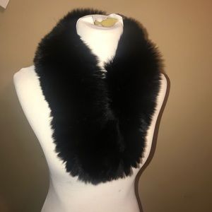 SOLD REAL dyed black fox fur infinity scarf
